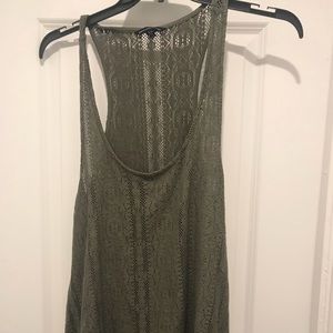 American Eagle Crochet Olive Green Razorback Tank